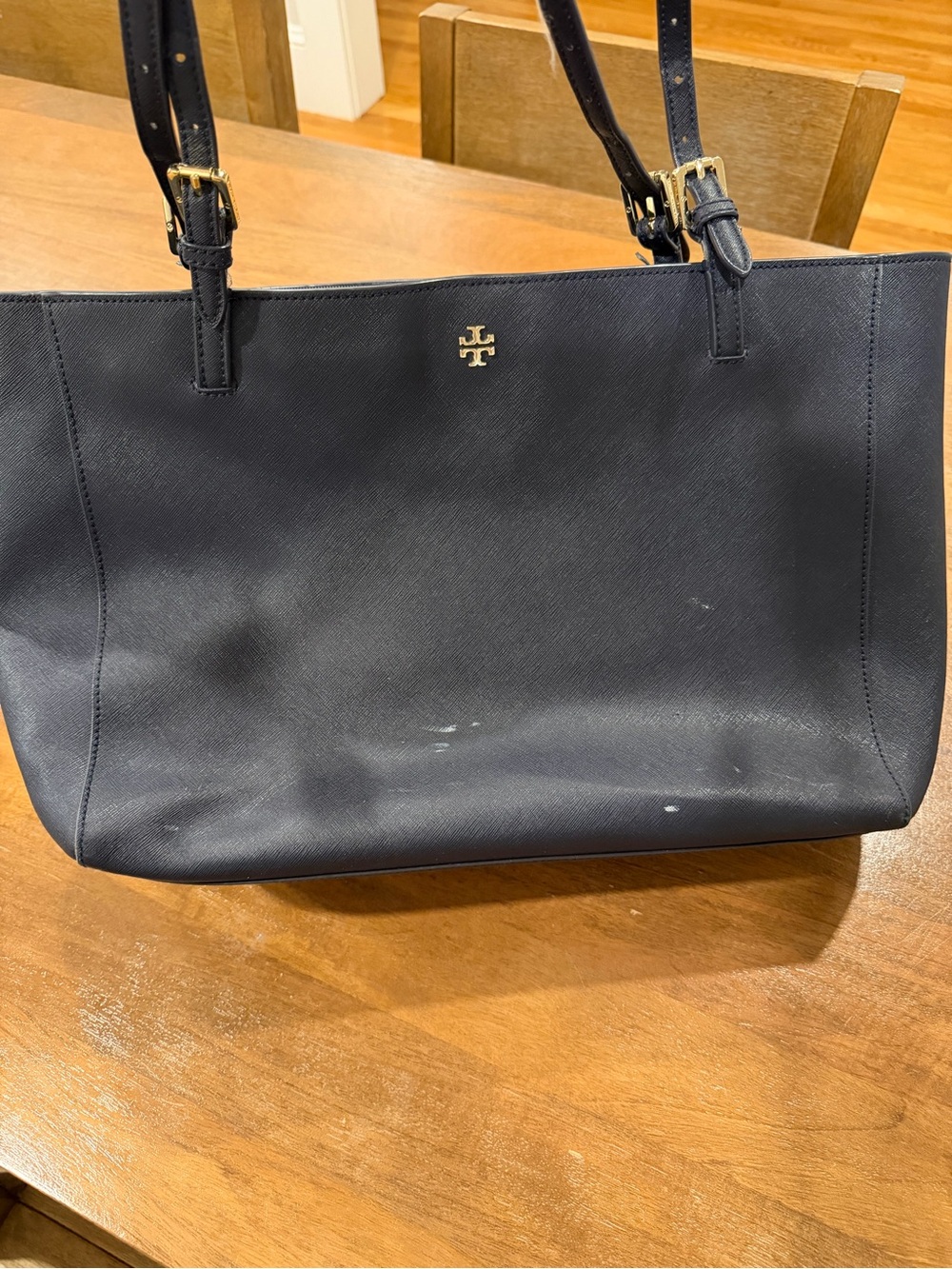 Tory Burch Navy Leather Tote Bag